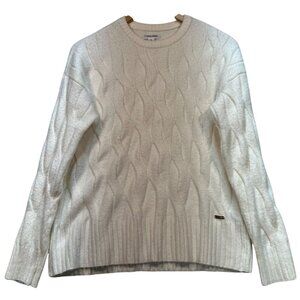 Calvin Klein Women's Fisherman Pullover Sweater Knit Long Sleeve Size M Ivory